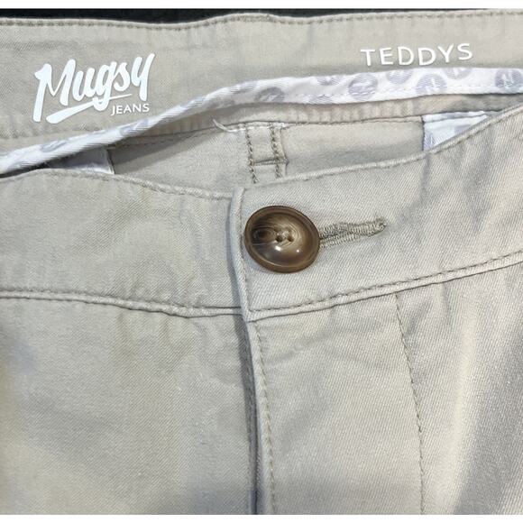 Mugsy Teddys Chino Pants Mens 36x32 Khaki Stretch K6PNLK Slim - minor stain - Picture 2 of 8